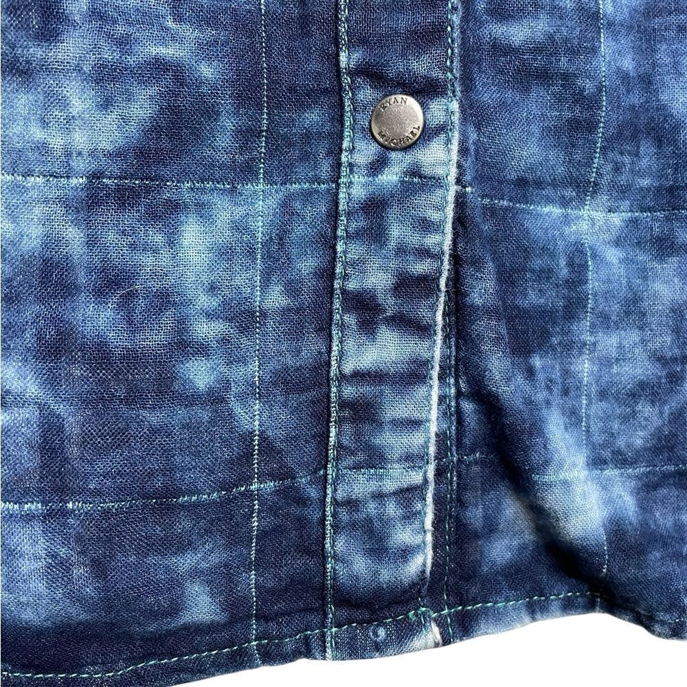 Ryan Michael Indigo Blue Tiered Sleeve Western Button Down Shirt Size Medium - Picture 7 of 12